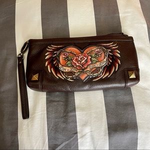 Isabella Fiore Brown Leather Wristlet